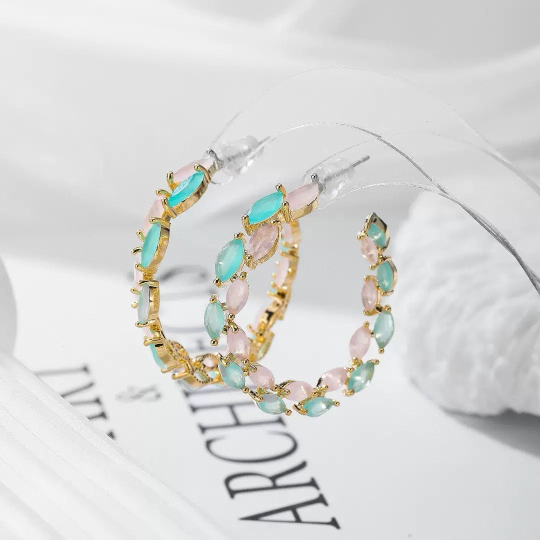 #046 Fashion Crystal Popular Earrings - 18K Gold Plated | Bo Cheng Jewelry
