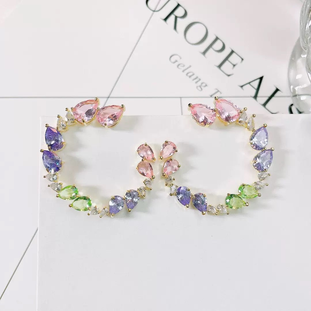 #058 Minimalist Colorful Zircon Drop Earrings - 18K Gold Plated | Bo Cheng Jewelry