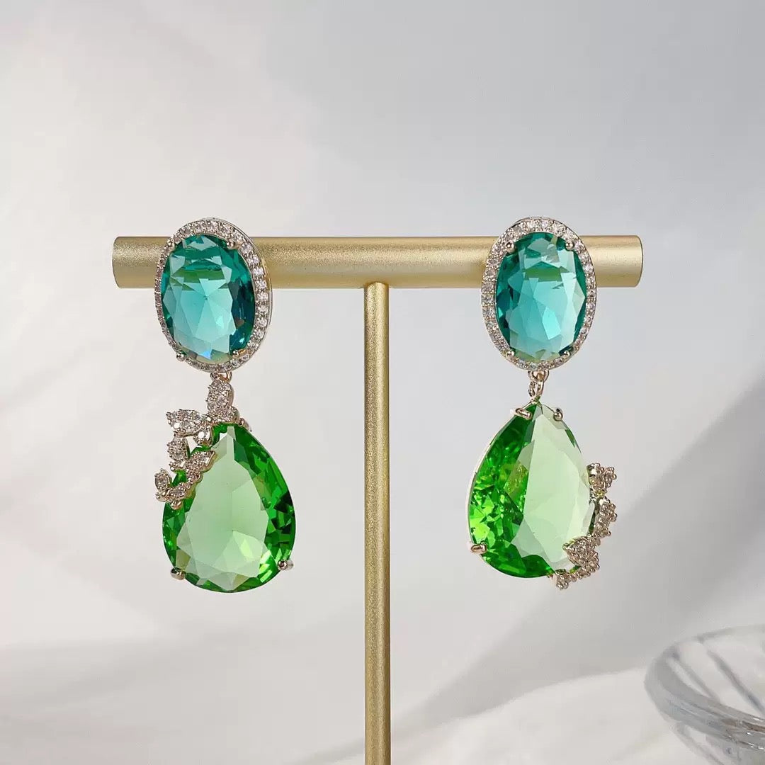 #069 Color Zircon Zircon New Drop Earrings - 18K Gold Plated | Bo Cheng Jewelry