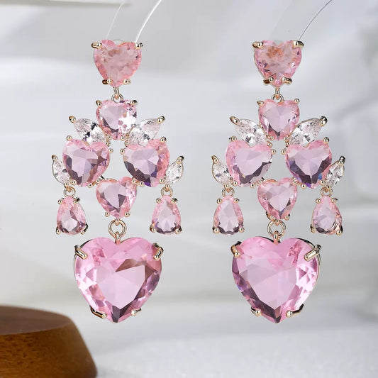 #075 Exquisite Colorful Zircon Drop Earrings - 18K Gold Plated | Bo Cheng Jewelry