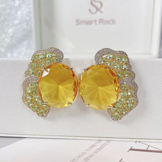 #077 Luxury Cubic Zirconia Drop Earrings - 18K Gold Plated | Bo Cheng Jewelry
