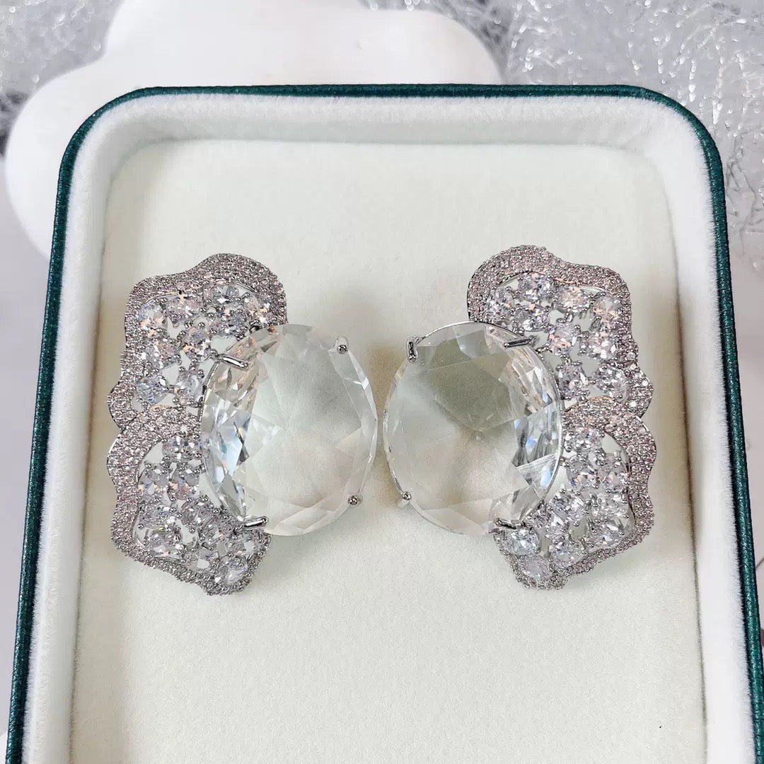 #077 Luxury Cubic Zirconia Drop Earrings - 18K Gold Plated | Bo Cheng Jewelry