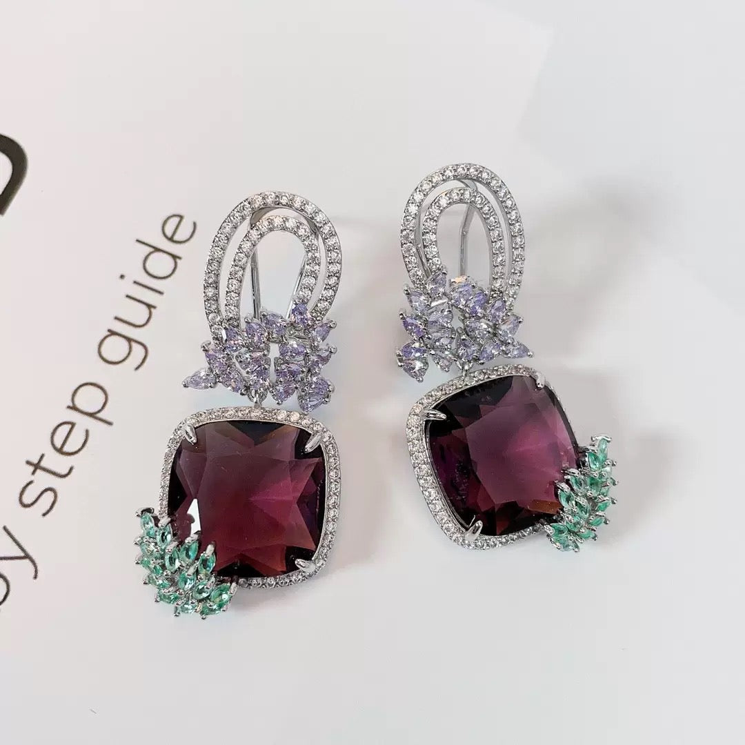 #079 Crystal Elegant Earrings - 18K Gold Plated | Bo Cheng Jewelry