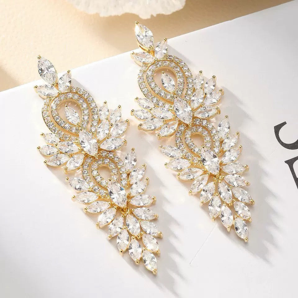 #088 Crystal Classic Drop Earrings - 18K Gold Plated | Bo Cheng Jewelry