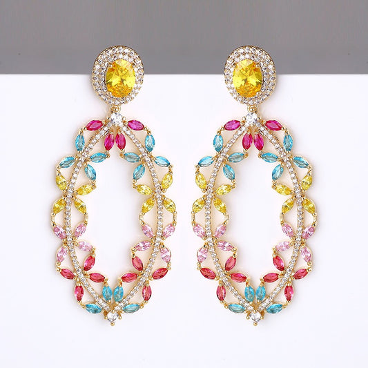 #090 Luxury Zircon Stud Earrings - 18K Gold Plated | Bo Cheng Jewelry