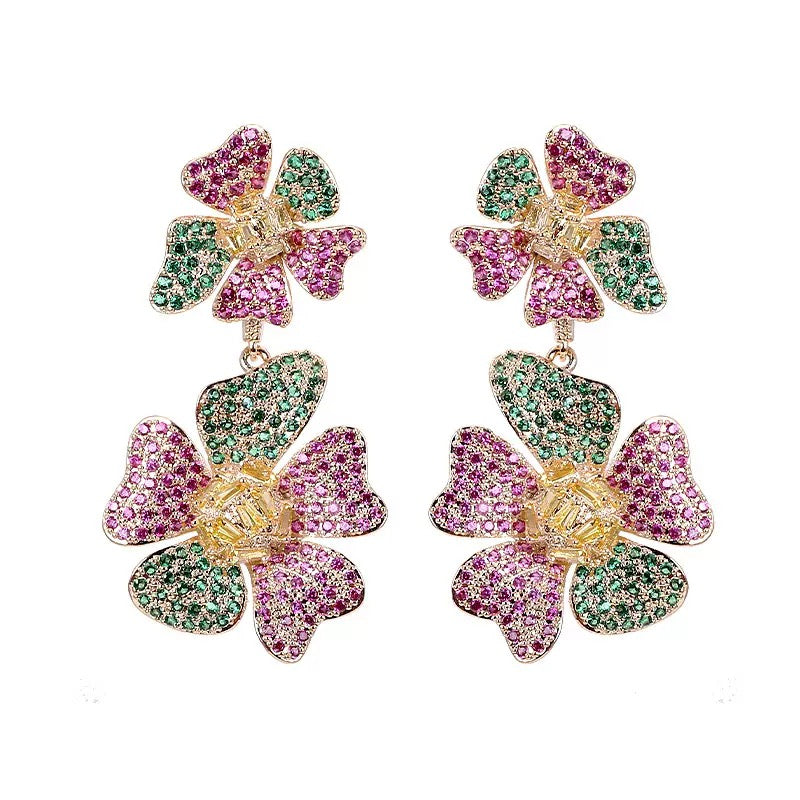 #094 Exquisite Colorful Zircon Recommended Earrings - 18K Gold Plated | Bo Cheng Jewelry