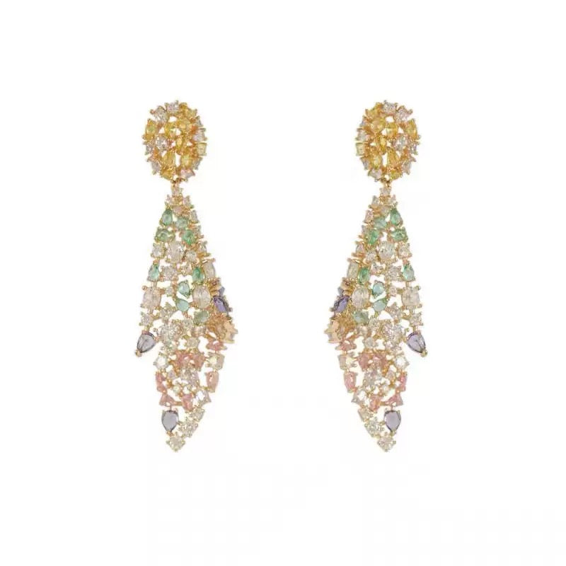 #096 Sparkling Zircon Drop Earrings wholesale - 18K Gold Plated | Bo Cheng Jewelry