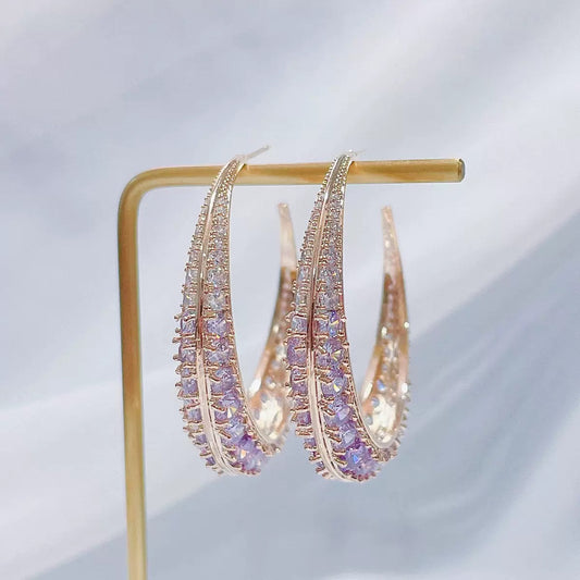 #098 Classic Colorful Zircon Trendy Earrings - 18K Gold Plated | Bo Cheng Jewelry