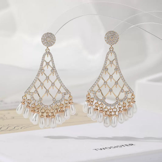 #100 Zircon Exquisite Drop Earrings - 18K Gold Plated | Bo Cheng Jewelry