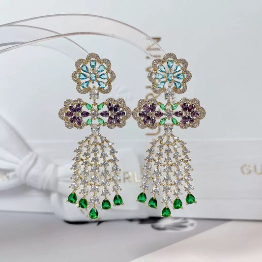 #101 Simulated Diamond Classic Drop Earrings - 18K Gold Plated | Bo Cheng Jewelry