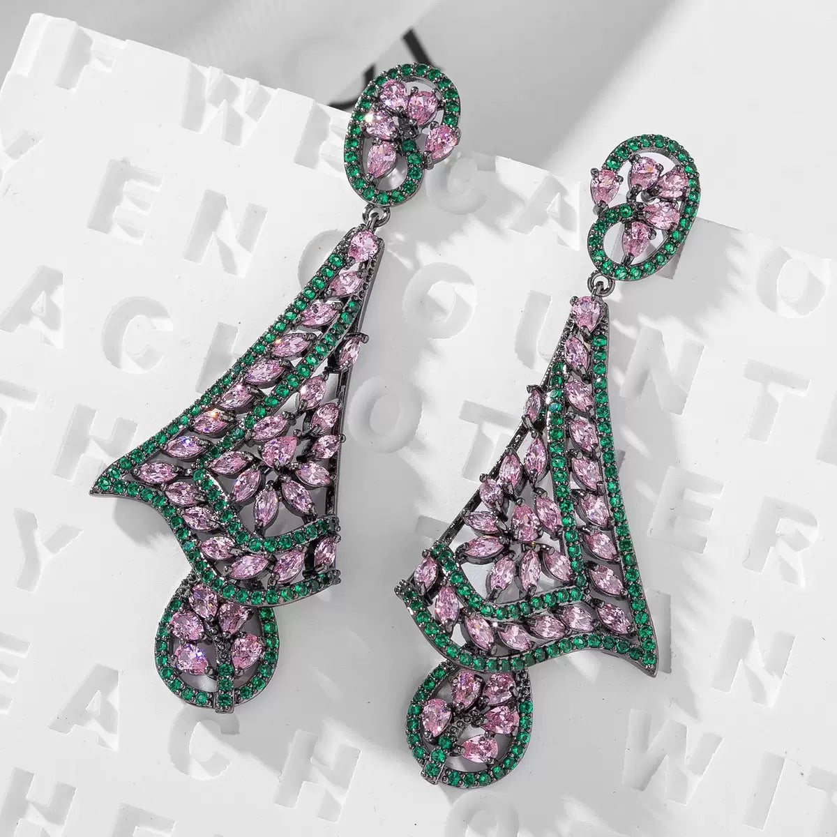 #106 Color Zircon Crystal Earrings - 18K Gold Plated | Bo Cheng Jewelry