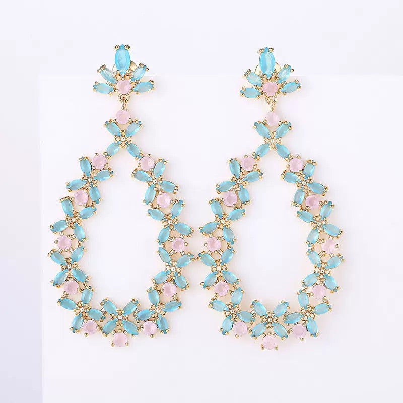 #108 Elegant Colorful Zircon Selected Stud Earrings - 18K Gold Plated | Bo Cheng Jewelry