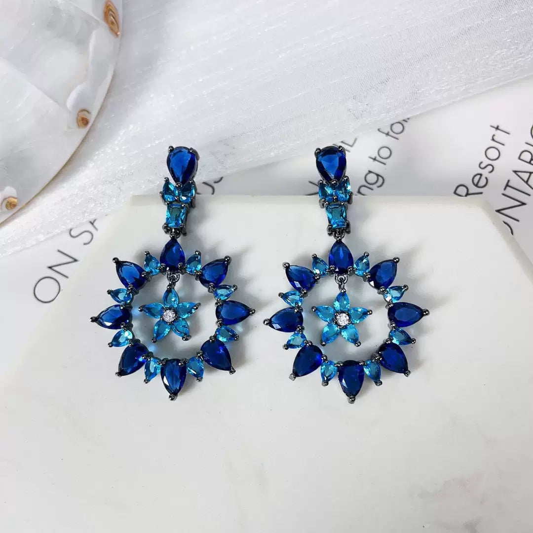 #114 Design Crystal Drop Earrings - 18K Gold Plated | Bo Cheng Jewelry