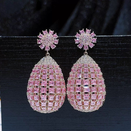 #115 Crystal Sparkling Earrings - 18K Gold Plated | Bo Cheng Jewelry