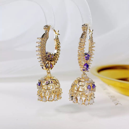 #129 Cubic Zirconia Exquisite Earrings - 18K Gold Plated | Bo Cheng Jewelry
