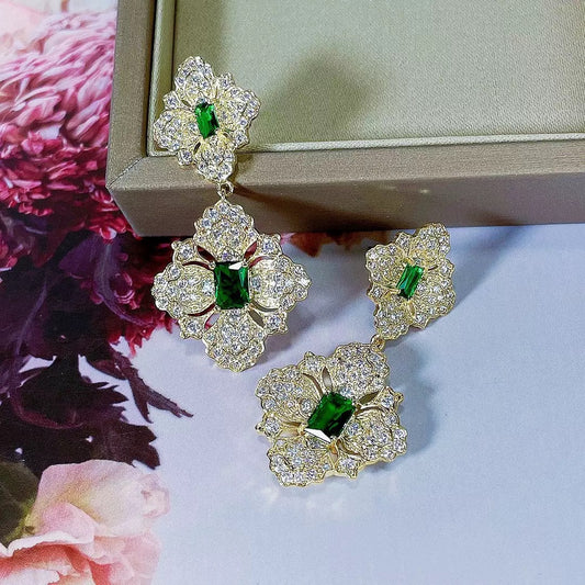 #134 Cubic Zirconia Minimalist Drop Earrings - 18K Gold Plated | Bo Cheng Jewelry