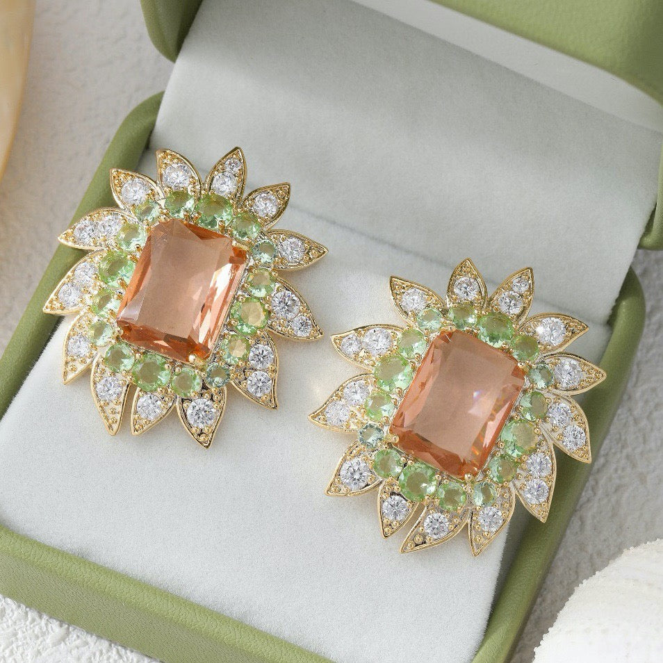 #146 Colorful Zircon Minimalist Stud Earrings - 18K Gold Plated | Bo Cheng Jewelry