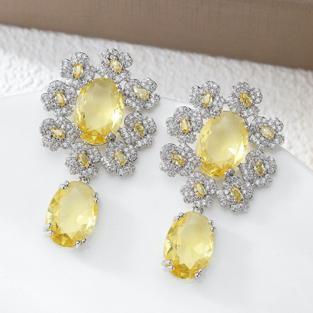 #151 Color Zircon Simulated Diamond Earrings - 18K Gold Plated | Bo Cheng Jewelry