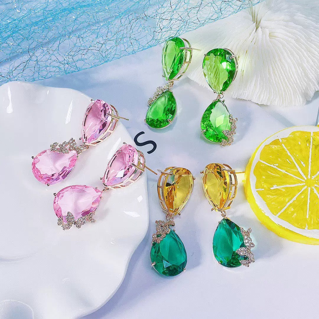 #155 Luxury Colorful Zircon Earrings - 18K Gold Plated | Bo Cheng Jewelry