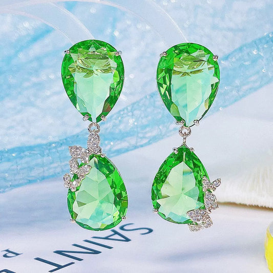 #155 Luxury Colorful Zircon Earrings - 18K Gold Plated | Bo Cheng Jewelry