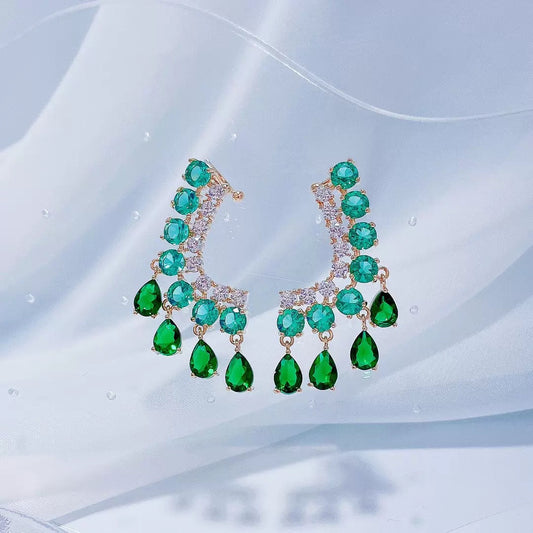 #163 Cubic Zirconia Luxury Earrings - 18K Gold Plated | Bo Cheng Jewelry