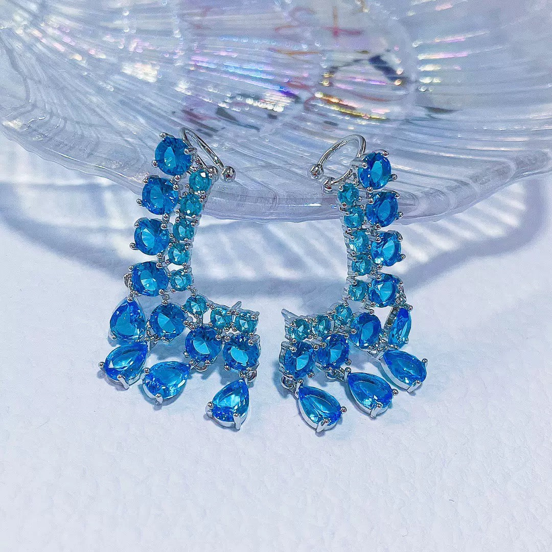 #163 Cubic Zirconia Luxury Earrings - 18K Gold Plated | Bo Cheng Jewelry