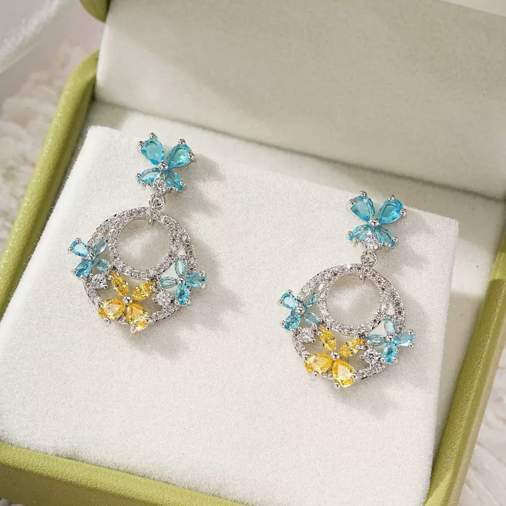 #182 Color Zircon Crystal Earrings - 18K Gold Plated | Bo Cheng Jewelry