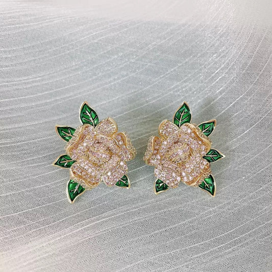 #184 Crystal Color Zircon Stud Earrings - 18K Gold Plated | Bo Cheng Jewelry