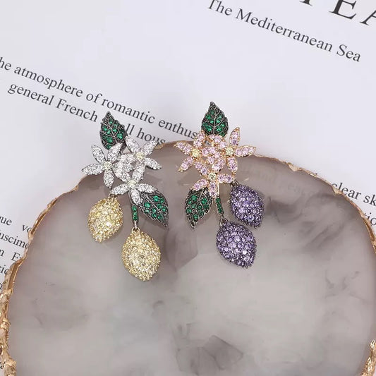 #205 Design Cubic Zirconia Stud Earrings - 18K Gold Plated | Bo Cheng Jewelry