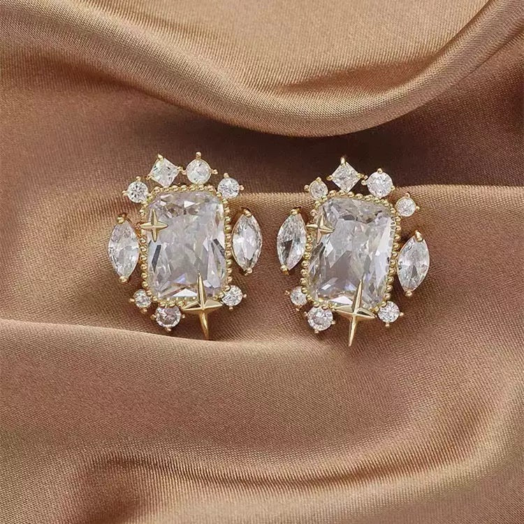 #206 Simulated Diamond Micro-set Ear Accessories - 18K Gold Plated | Bo Cheng Jewelry