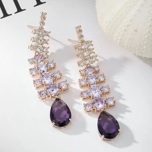 #229 Design Cubic Zirconia Drop Earrings - 18K Gold Plated | Bo Cheng Jewelry