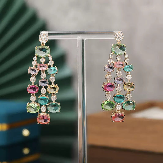 #231 Crystal Luxury Earrings - 18K Gold Plated | Bo Cheng Jewelry