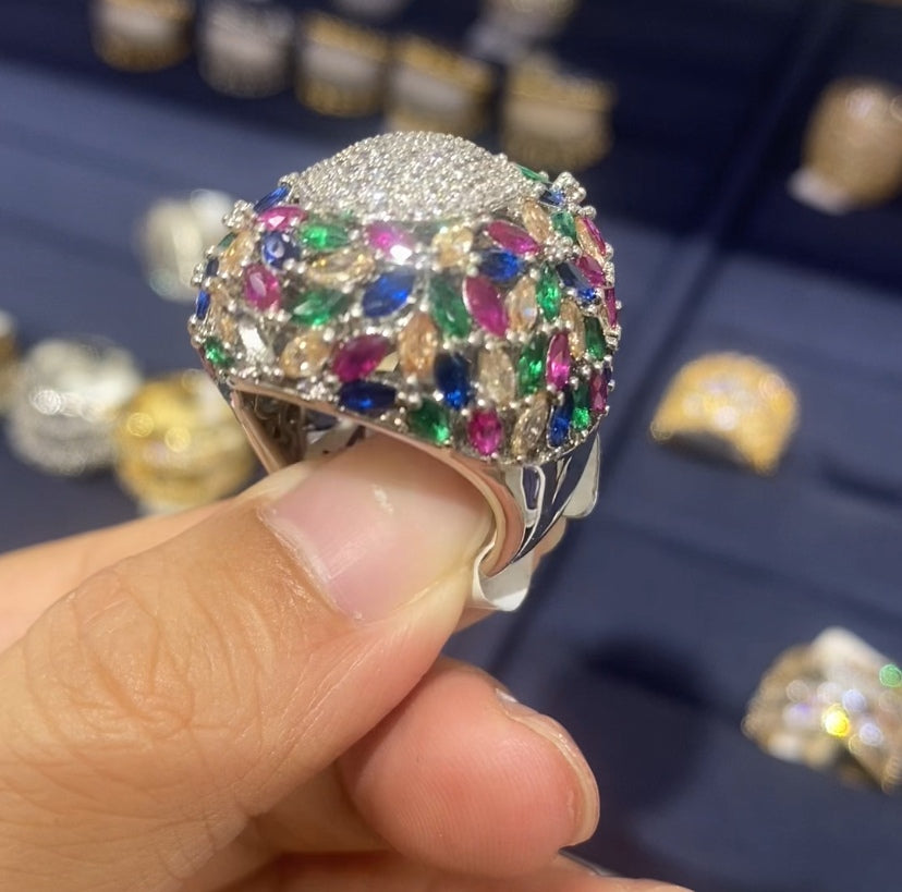 Fashion forward crystal premium women ring 18K gold plated wholesale