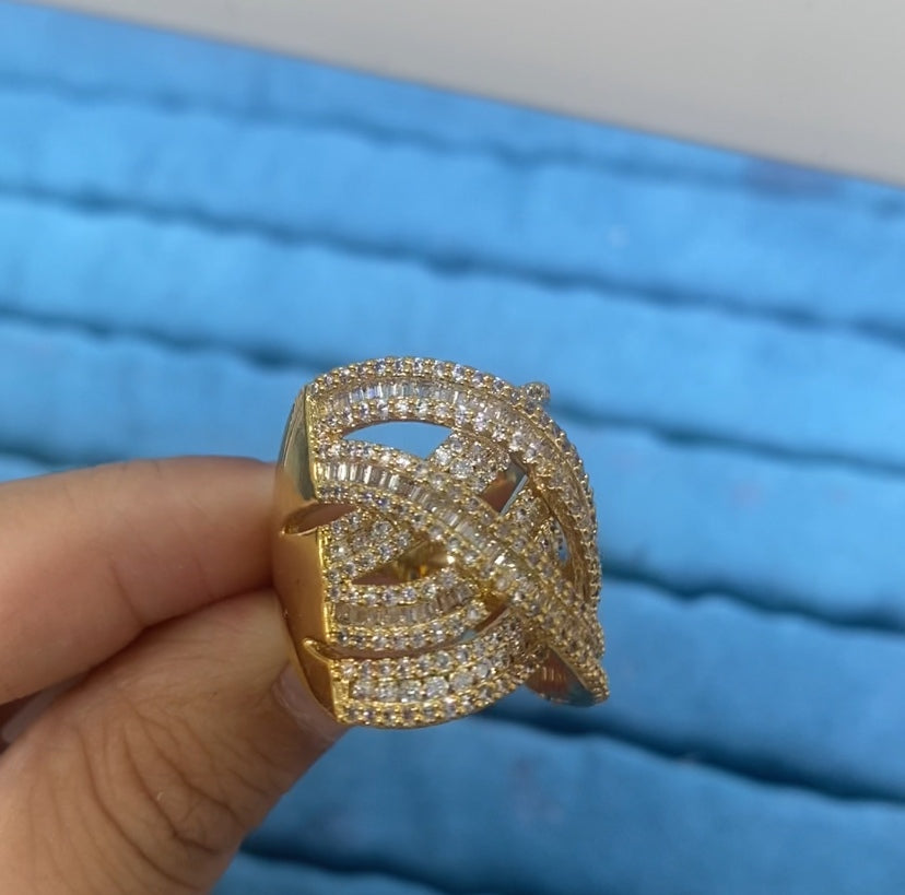 Fashion forward sparkling micro pave zircon women ring 18K gold plated wholesale