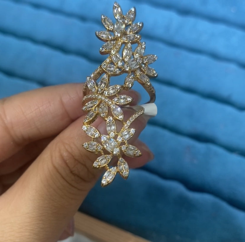 Bold statement premium zircon women ring 18K gold plated wholesale