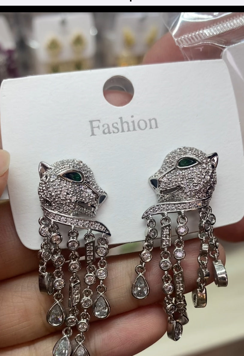 Elegant colorful zircon drop earrings 18K gold plated wholesale