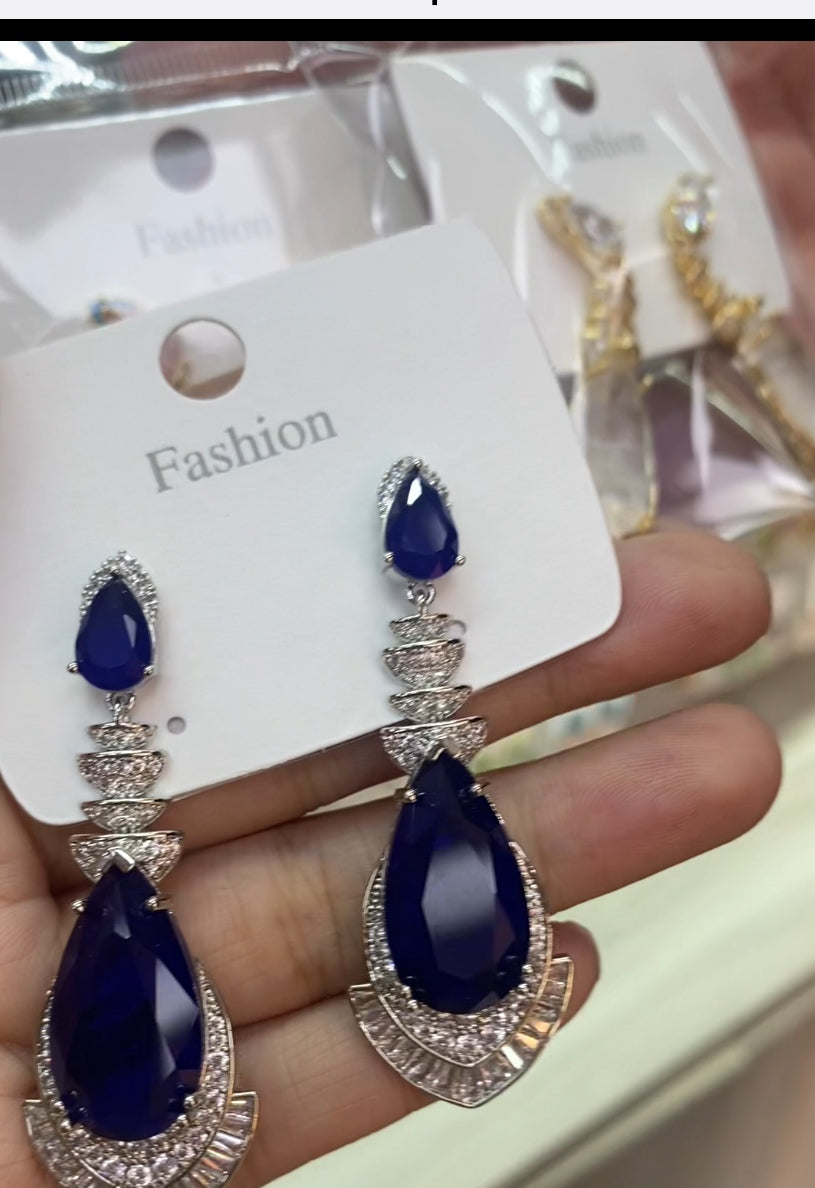 Color zircon new drop earrings 18K gold plated wholesale