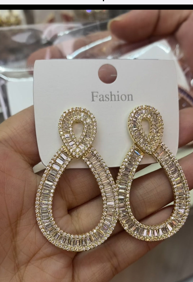 Bestseller luxury CZ stud earrings 18K gold plated wholesale