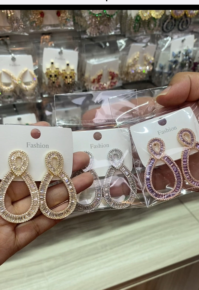 Sparkling colorful zircon ear accessories 18K gold plated wholesale