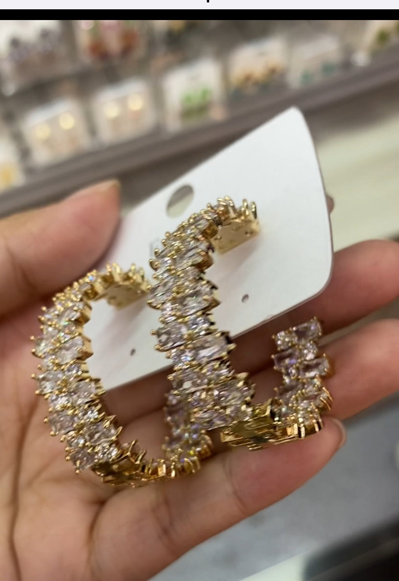 Hot sparkling CZ ear accessories 18K gold plated wholesale
