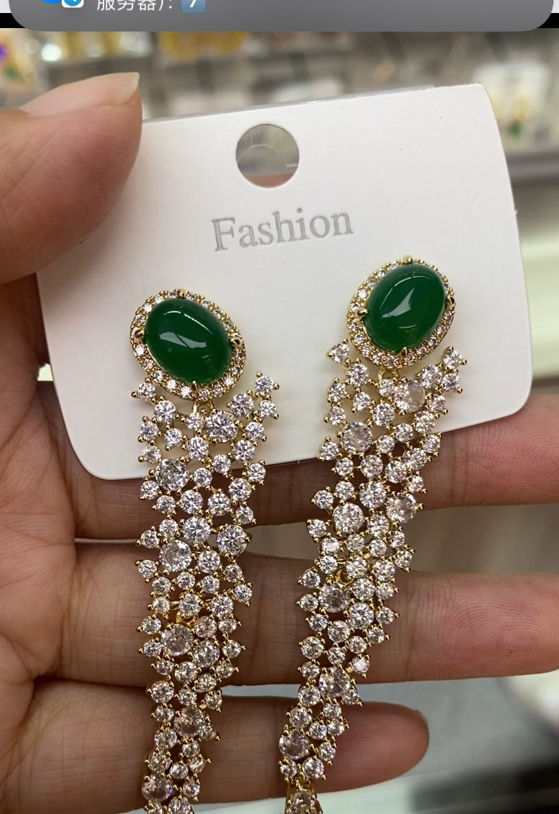 Selected fashion CZ stud earrings 18K gold plated wholesale