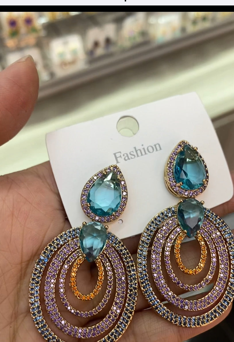 Elegant zircon viral earrings 18K gold plated CZ wholesale
