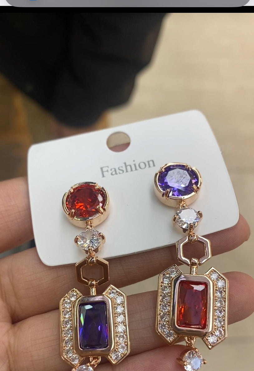 Luxury cubic zirconia trendy earrings 18K gold plated wholesale