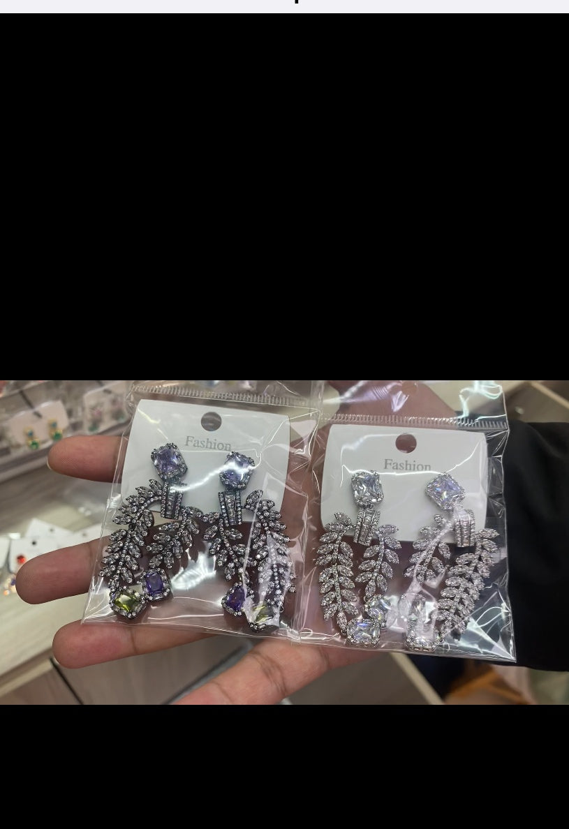 Color zircon colorful stud earrings 18K gold plated CZ wholesale