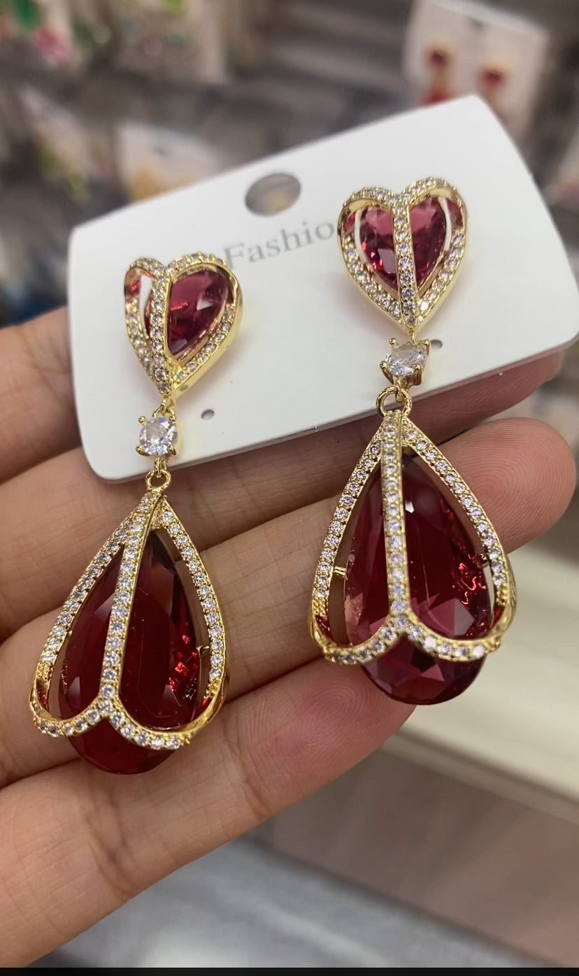 Viral design CZ drop earrings 18K gold plated wholesale