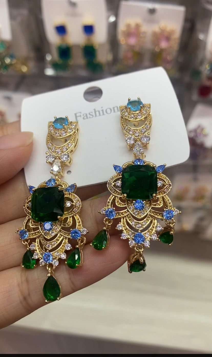 Elegant crystal recommended earrings 18K gold plated CZ wholesale