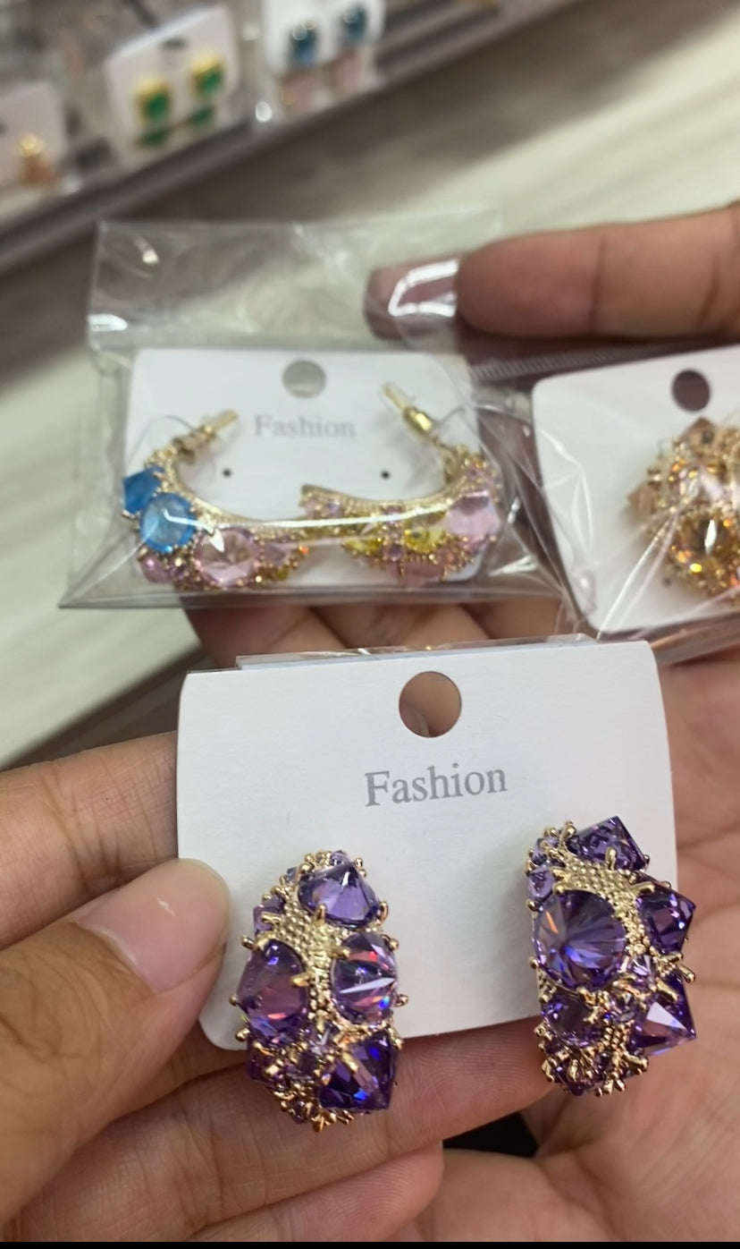 Crystal drop earrings 18K gold plated CZ dangle wholesale