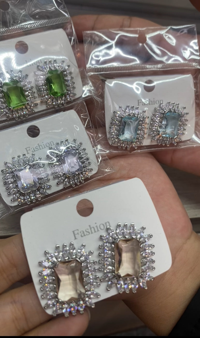 Cubic zirconia stud earrings 18K gold plated CZ wholesale