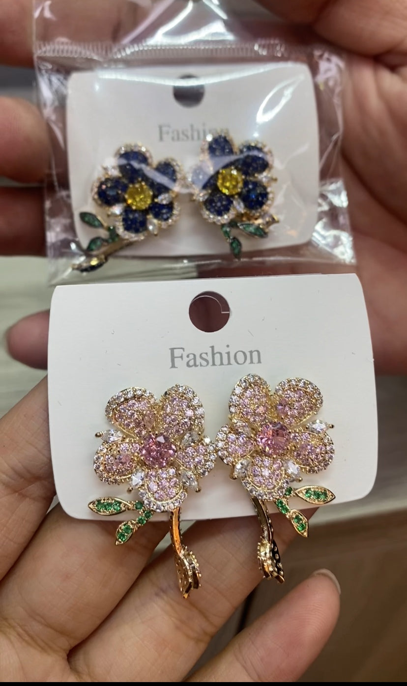 Minimalist zircon stud earrings 18K gold plated CZ wholesale