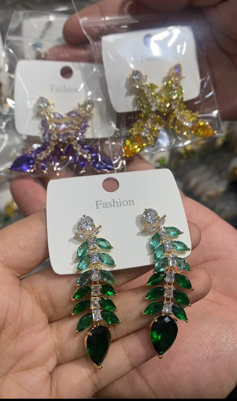 Design cubic zirconia drop earrings 18K gold plated wholesale